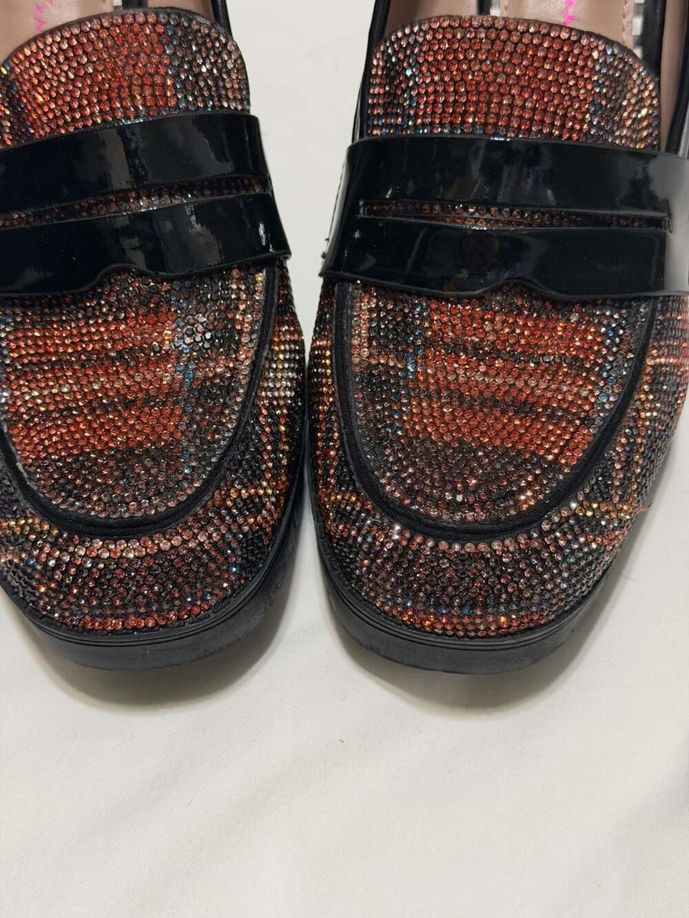 Betsey Johnson Adelyn Rhinestone Plaid Loafer Platform Heels - Picture 2 of 8